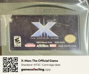 X-Men: The Official Game Game Boy Advance, NTSC cartridge label