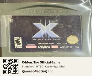 X-Men: The Official Game Game Boy Advance, NTSC cartridge label