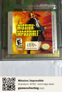 Mission: Impossible Game Boy Color, NTSC cartridge label