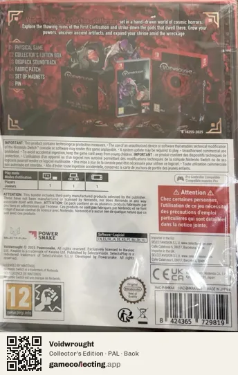Voidwrought Nintendo Switch, PAL box back