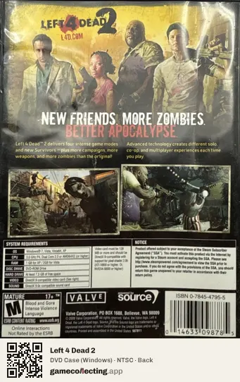 Left 4 Dead 2 Computer, NTSC box back