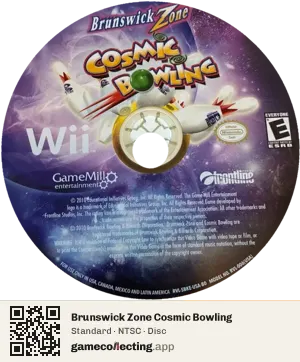 Brunswick Zone Cosmic Bowling Nintendo Wii, NTSC disc