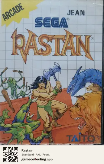 Rastan Sega Master System, PAL box front