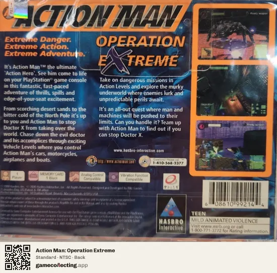 Action Man: Operation Extreme PlayStation, NTSC box back