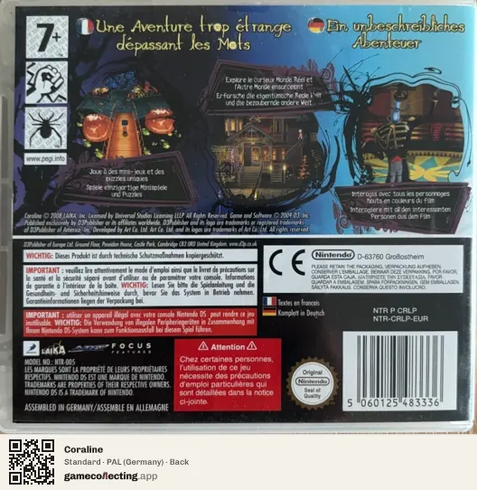 Coraline Nintendo DS, Germany box back