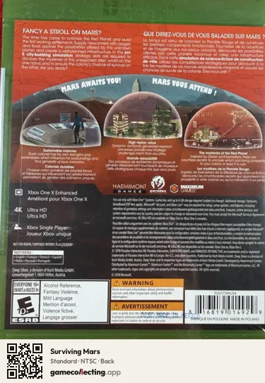Surviving Mars Xbox One, NTSC box back
