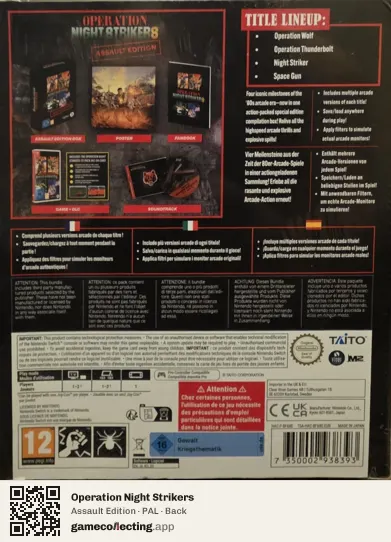 Operation Night Strikers Nintendo Switch, PAL box back