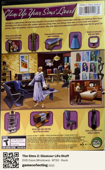 The Sims 2: Glamour Life Stuff Computer, NTSC box back