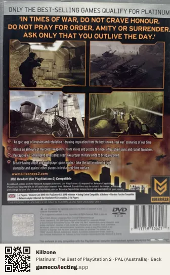 Killzone PlayStation 2, Australia box back