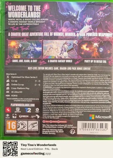 Tiny Tina's Wonderlands Xbox One, PAL box back