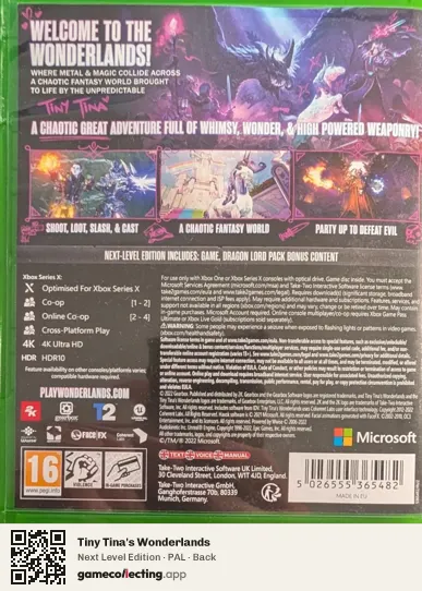 Tiny Tina's Wonderlands Xbox One, PAL box back