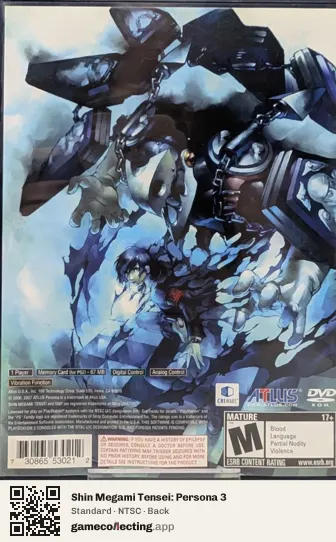 Shin Megami Tensei: Persona 3 PlayStation 2, NTSC box back