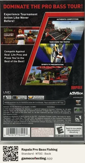 Rapala Pro Bass Fishing PlayStation Portable, NTSC box back