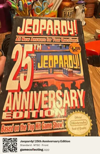 Jeopardy! 25th Anniversary Edition Nintendo Entertainment System, NTSC box front