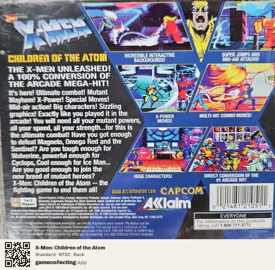 X-Men: Children of the Atom PlayStation, NTSC box back