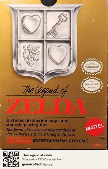 The Legend of Zelda Nintendo Entertainment System, Canada box front