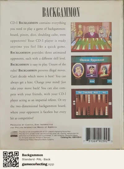 Backgammon Philips CD-i, PAL box back