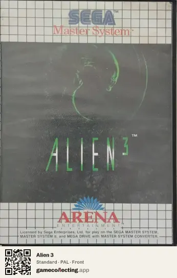 Alien 3 Sega Master System, PAL box front