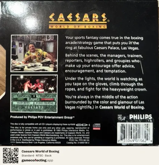 Caesars World of Boxing Philips CD-i, NTSC box back