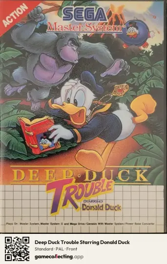 Deep Duck Trouble Starring Donald Duck Sega Master System, PAL box front