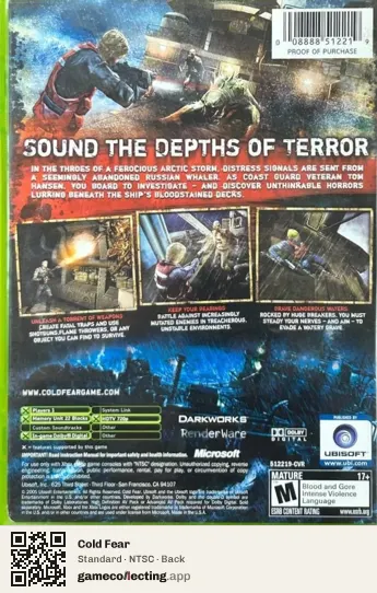 Cold Fear Xbox, NTSC box back