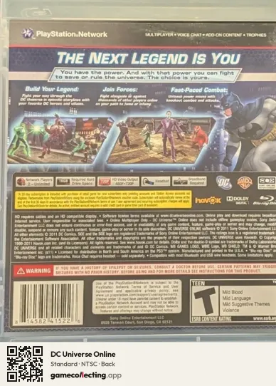 DC Universe Online PlayStation 3, NTSC box back