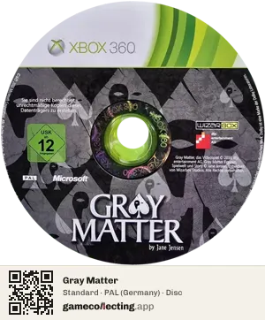 Gray Matter Xbox 360, PAL disc