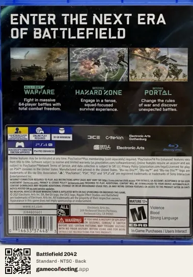 Battlefield 2042 PlayStation 4, NTSC box back