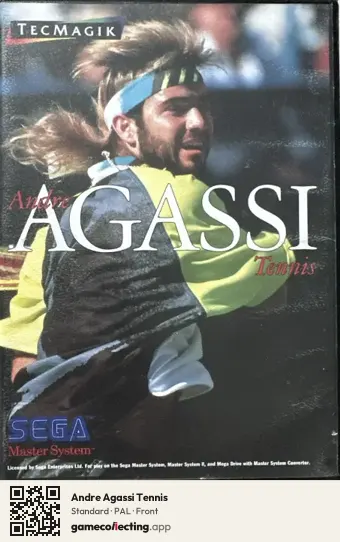 Andre Agassi Tennis Sega Master System, PAL box front