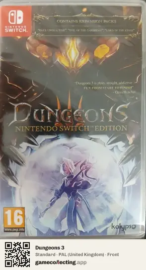 Dungeons 3 Nintendo Switch, United Kingdom box front