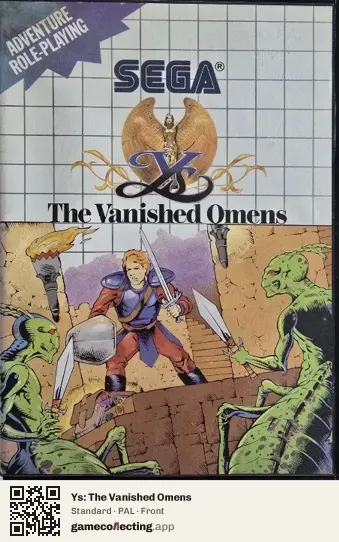 Ys: The Vanished Omens Sega Master System, PAL box front