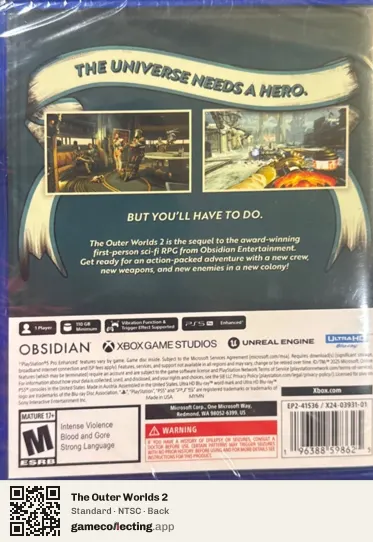 The Outer Worlds 2 PlayStation 5, NTSC box back