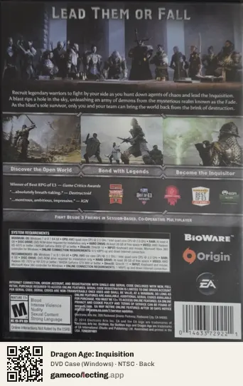 Dragon Age: Inquisition Computer, NTSC box back