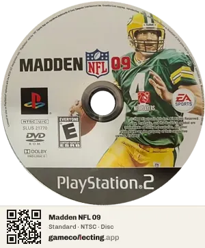 Madden NFL 09 PlayStation 2, NTSC disc