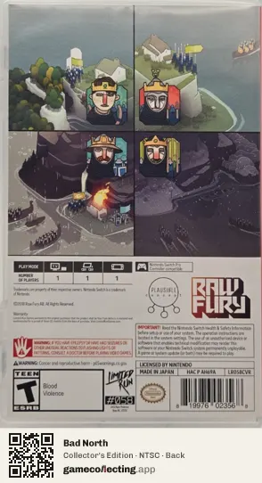 Bad North Nintendo Switch, NTSC box back