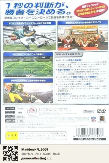 Madden NFL 2005 PlayStation 2, Asia box back