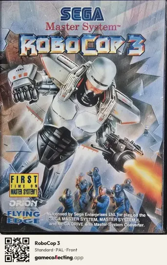 RoboCop 3 Sega Master System, PAL box front