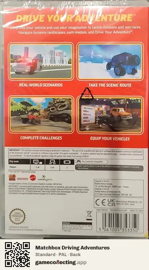 Matchbox Driving Adventures Nintendo Switch, PAL box back