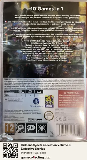 Hidden Objects Collection Volume 5: Detective Stories Nintendo Switch, PAL box back