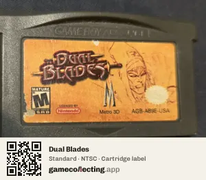 Dual Blades Game Boy Advance, NTSC cartridge label