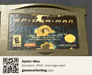 Spider-Man Game Boy Advance, NTSC cartridge label