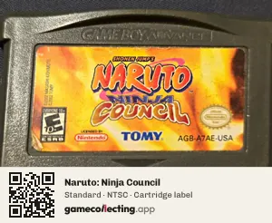 Naruto: Ninja Council Game Boy Advance, NTSC cartridge label
