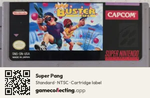Super Pang Super Nintendo Entertainment System, NTSC cartridge label