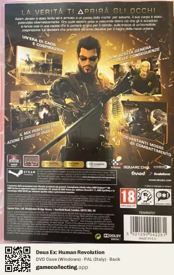 Deus Ex: Human Revolution Computer, Italy box back