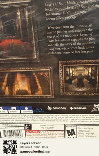 Layers of Fear PlayStation 4, NTSC box back