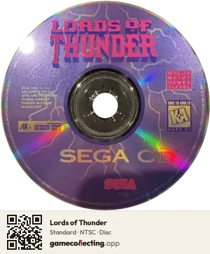 Lords of Thunder Sega Mega-CD / Sega CD, NTSC disc