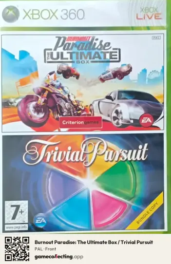 Burnout Paradise: The Ultimate Box / Trivial Pursuit Xbox 360, PAL box front