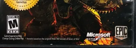 Gears of War, the ESRB box on its front