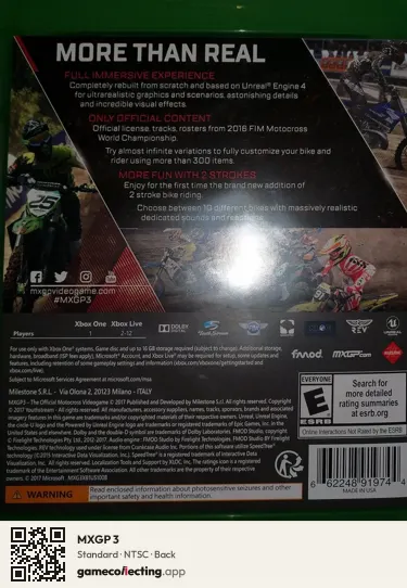 MXGP 3 Xbox One, NTSC box back