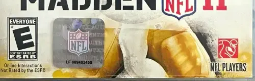 Madden NFL 11, the ESRB box on its front